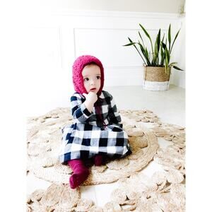 Capturing Moments Cranberry Soft Knitted pixie Baby Bonnet